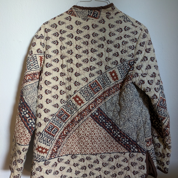 Women's Patterned Teddy Jacket - Brown and Cream - Picture 5 of 9